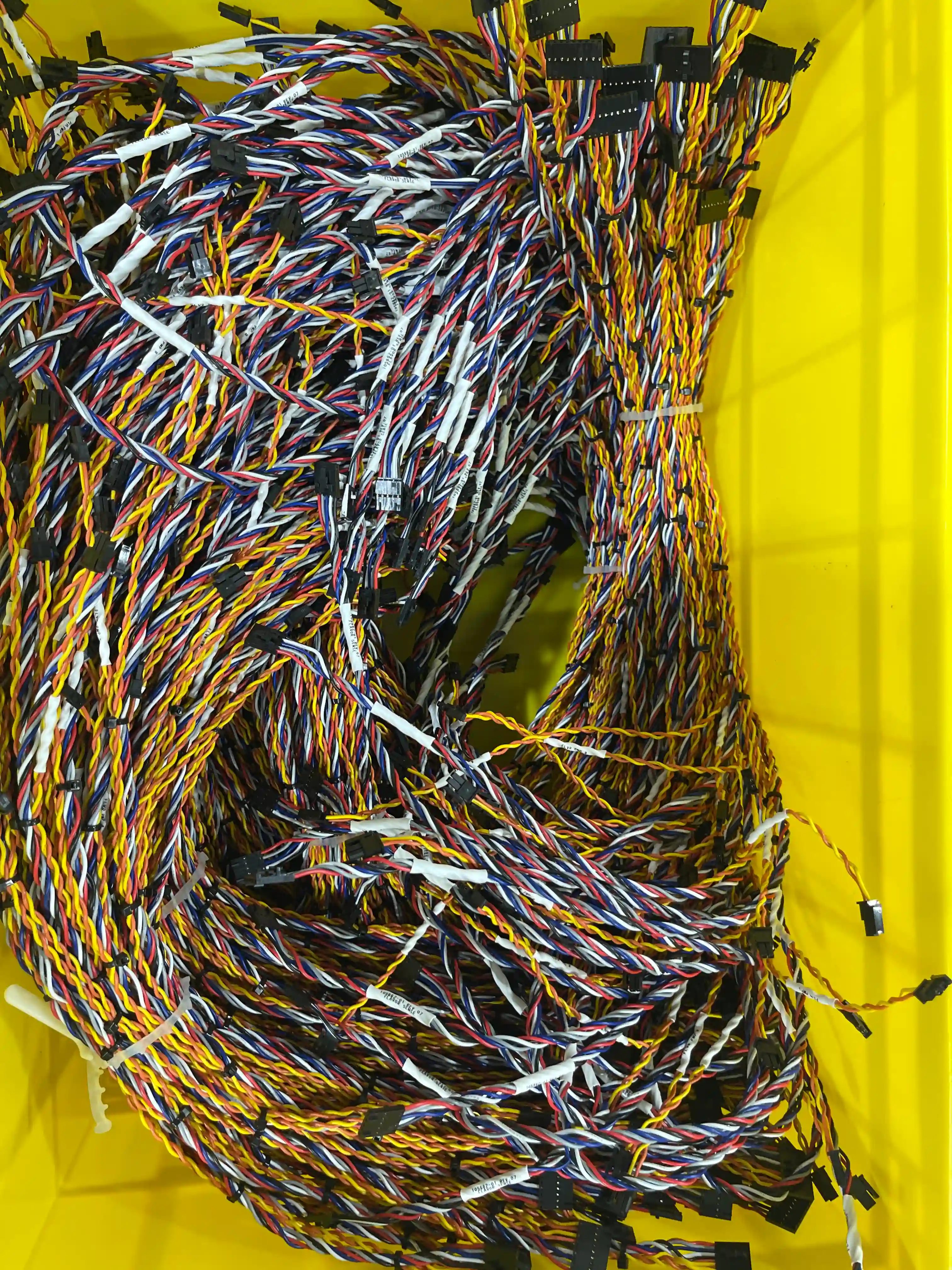 Custom wire harness assembly showing connector and terminal components